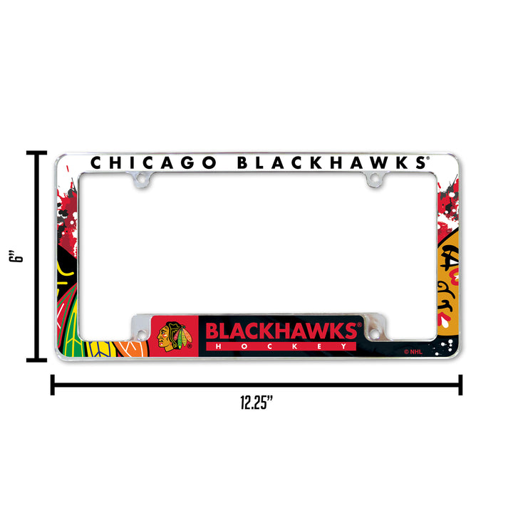 NHL Chicago Blackhawks All Over Chrome Frame Fan Gear NHL Chicago Blackhawks