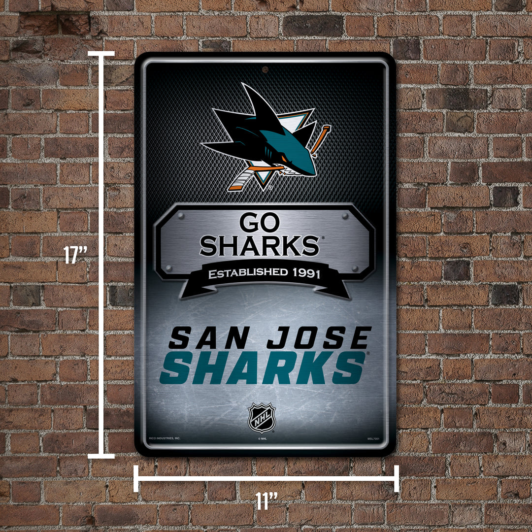 NHL San Jose Sharks Large Metal Sign Fan Gear NHL San Jose Sharks