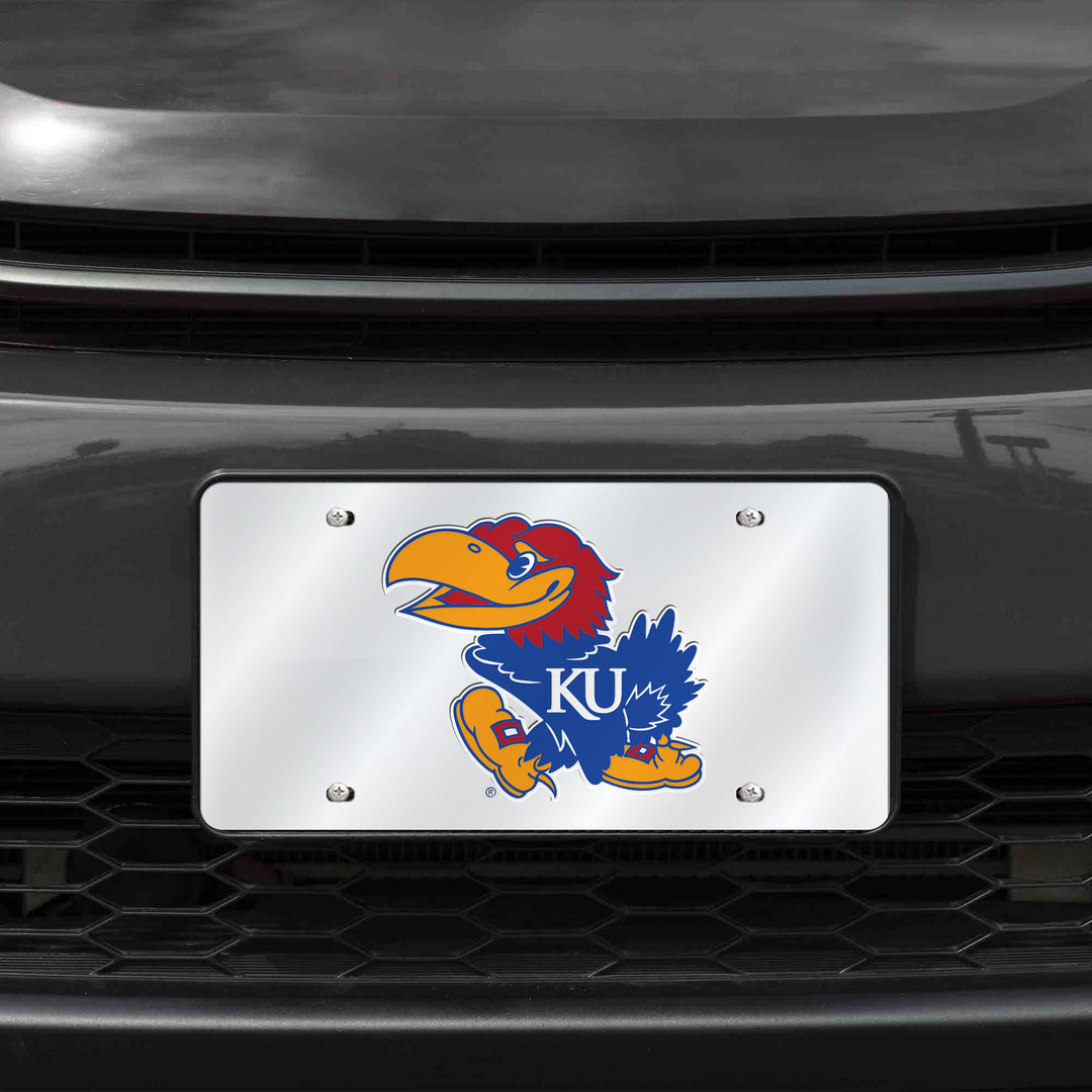 NCAA Kansas Jayhawks Silver Laser Cut Automobile Tag Fan Gear NCAA Kansas Jayhawks