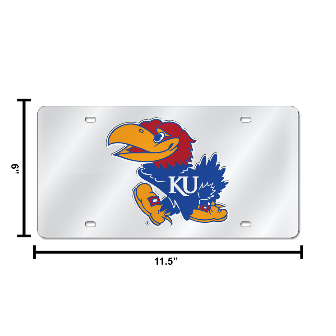 NCAA Kansas Jayhawks Silver Laser Cut Automobile Tag Fan Gear NCAA Kansas Jayhawks