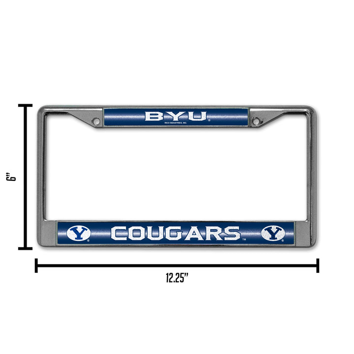 NCAA BYU Cougars Chrome Glitter License Plate Frame Fan Gear NCAA BYU Cougars