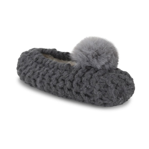 Lemon Women's Popcorn Ballerina Slipper W/ Faux Fur Pom-Pom Lemon