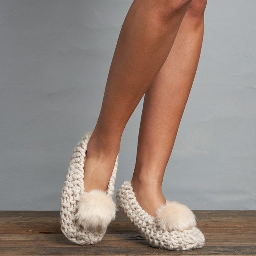 Lemon Women's Popcorn Ballerina Slipper W/ Faux Fur Pom-Pom Lemon