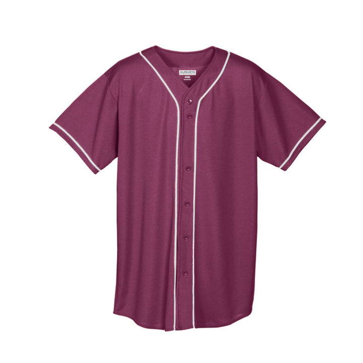 Augusta Adult Wicking Mesh Button Front Baseball Jersey With Braid Trim Augusta