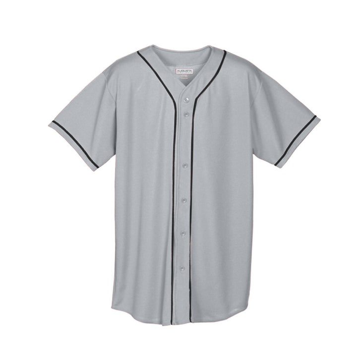 Augusta Adult Wicking Mesh Button Front Baseball Jersey With Braid Trim Augusta