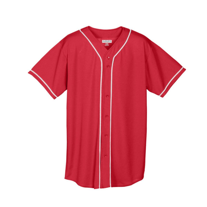 Augusta Adult Wicking Mesh Button Front Baseball Jersey With Braid Trim Augusta