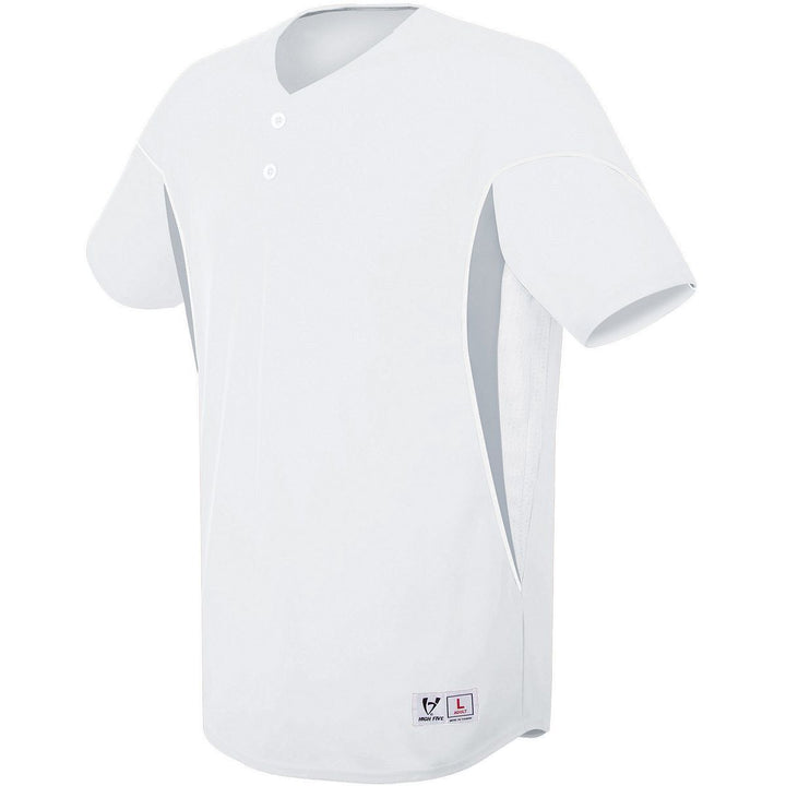 Augusta Adult Wicking Mesh Button Front Baseball Jersey With Braid Trim High Five