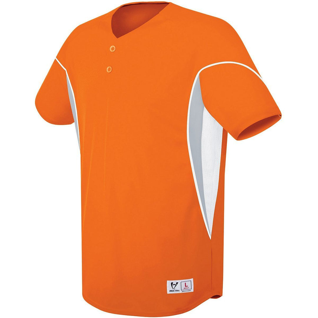 Augusta Adult Wicking Mesh Button Front Baseball Jersey With Braid Trim High Five