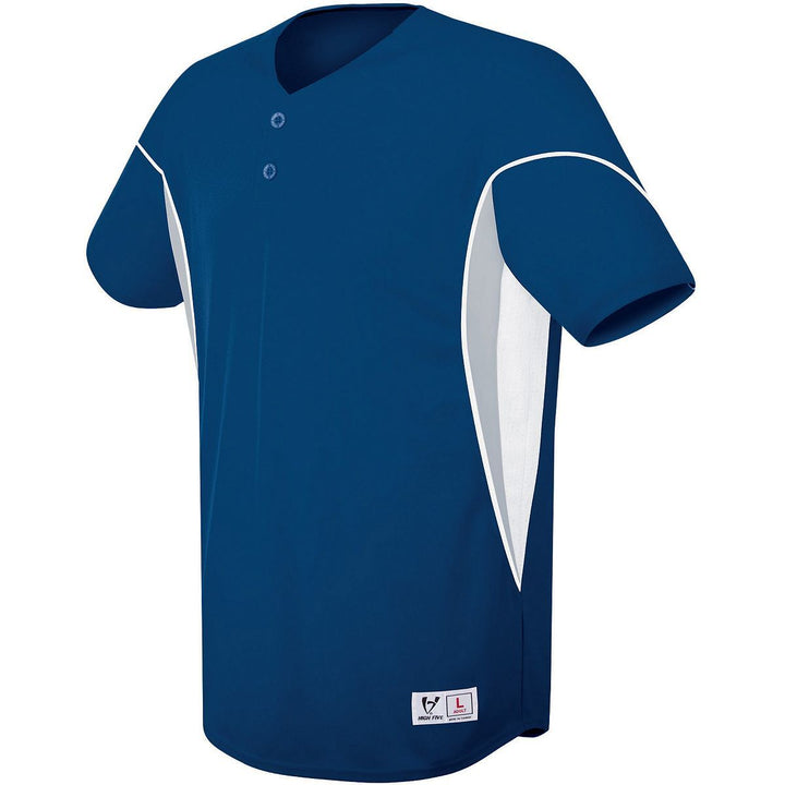 Augusta Adult Wicking Mesh Button Front Baseball Jersey With Braid Trim High Five