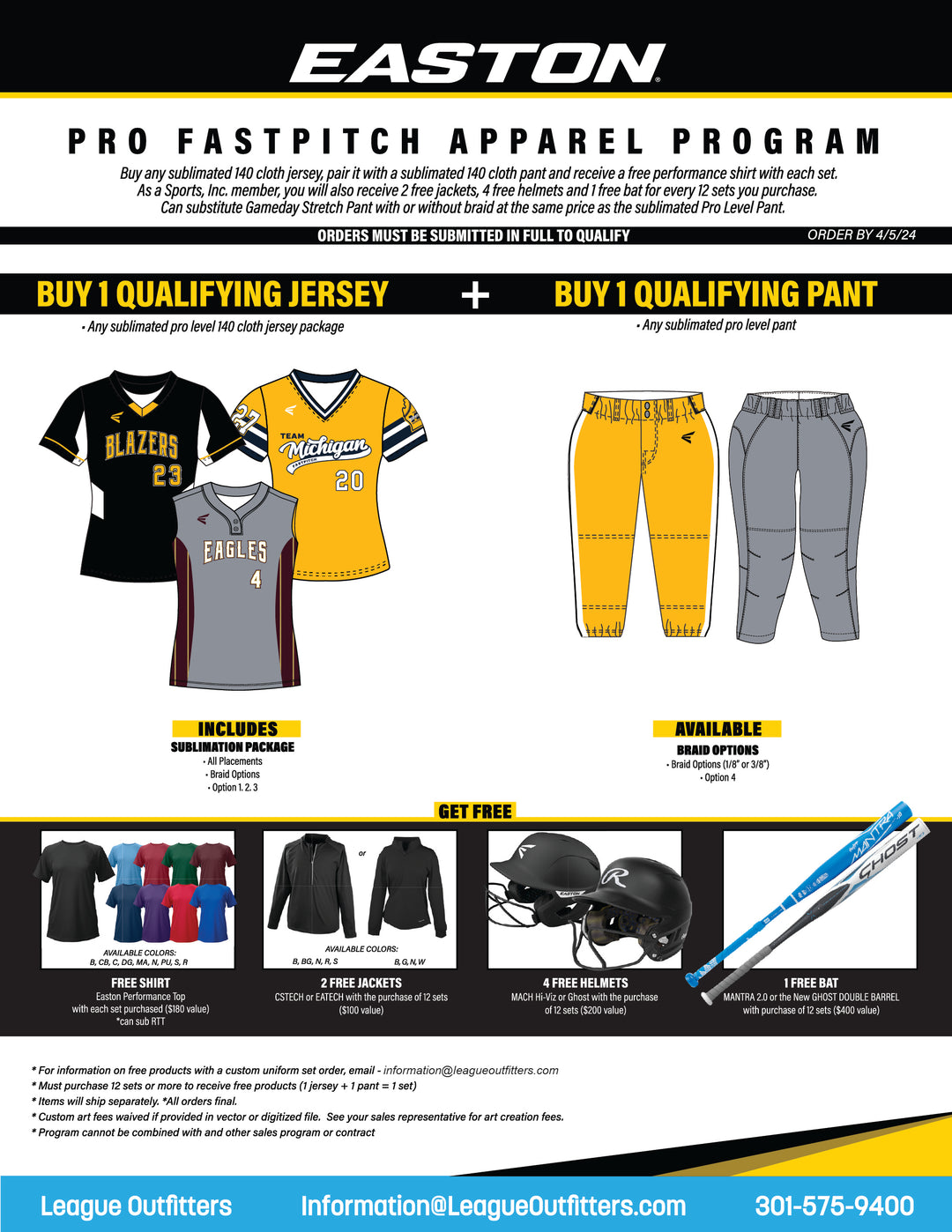 Easton Pro Fastpitch Uniform Package League Outfitters