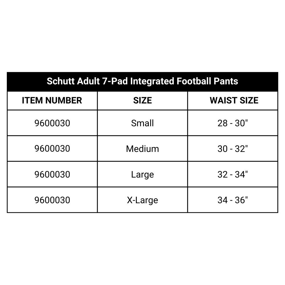 Schutt Adult 7-Pad Integrated Football Pants