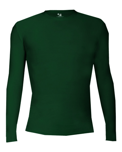 YOUTH COMPRESSION SHIRT LONG SLEEVE, PLAIN COLORS KELLY GREEN