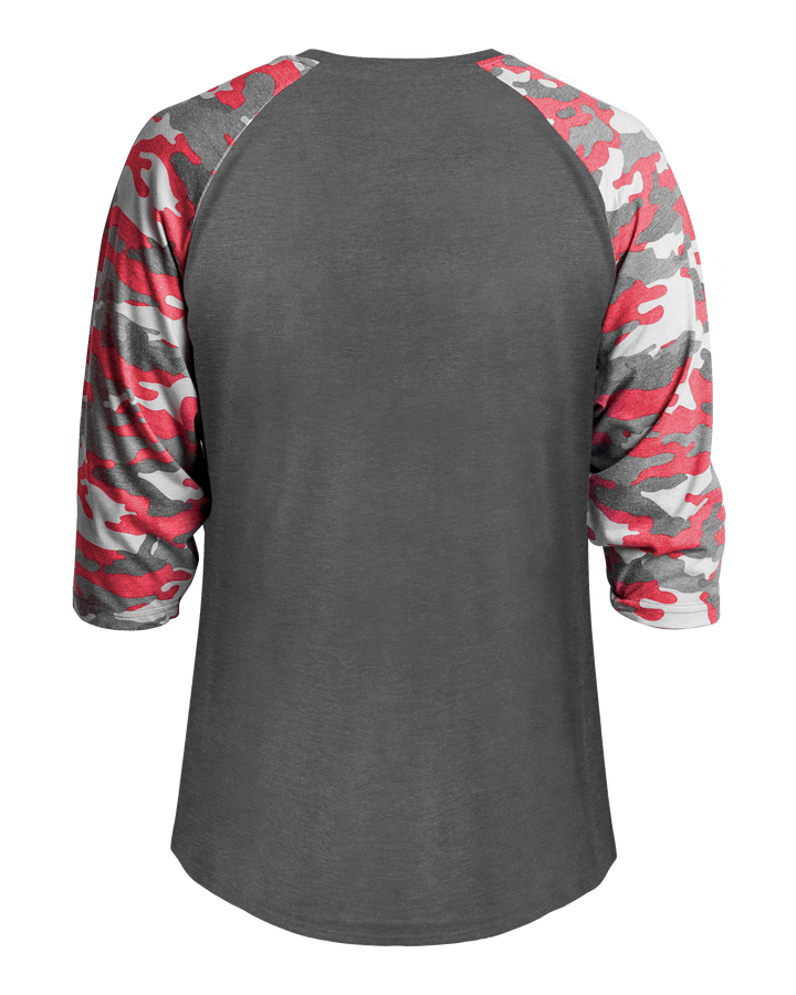 Badger Men's Vintage Camo Tri-Blend Baseball Tee Badger