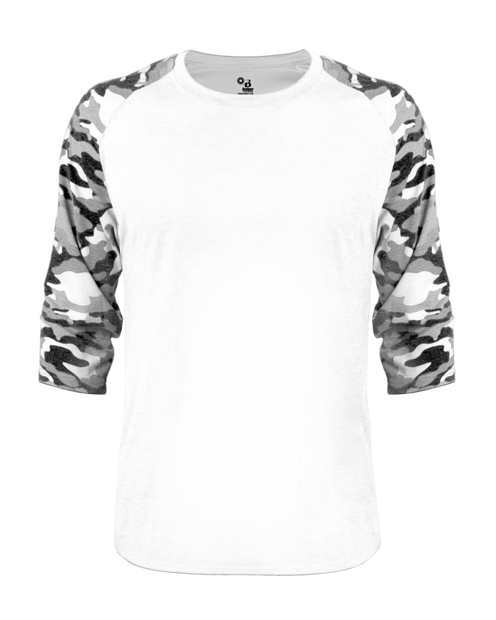 Badger Men's Vintage Camo Tri-Blend Baseball Tee Badger