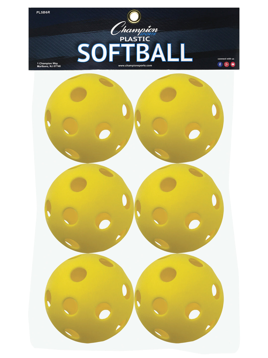 Champion Sports Plastic Assorted Softball Set of 6 Champion Sports