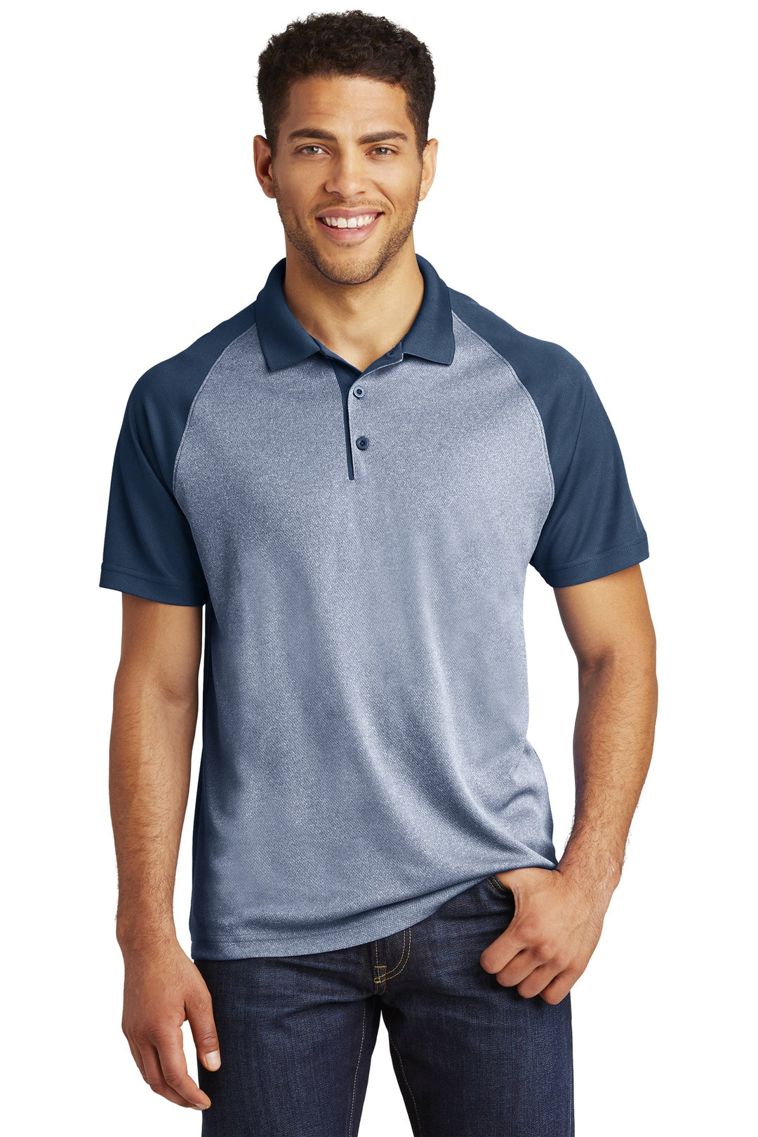 Sport-Tek Men's PosiCharge RacerMesh Raglan Heather Block Polo