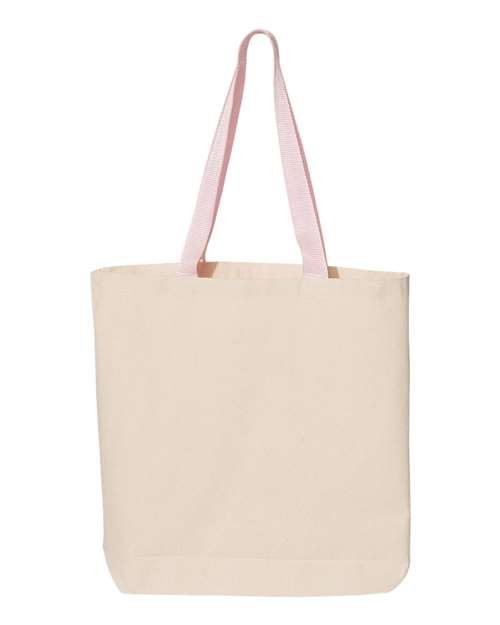 Q-Tees 11L Canvas Tote with Contrast-Color Handles Q-Tees