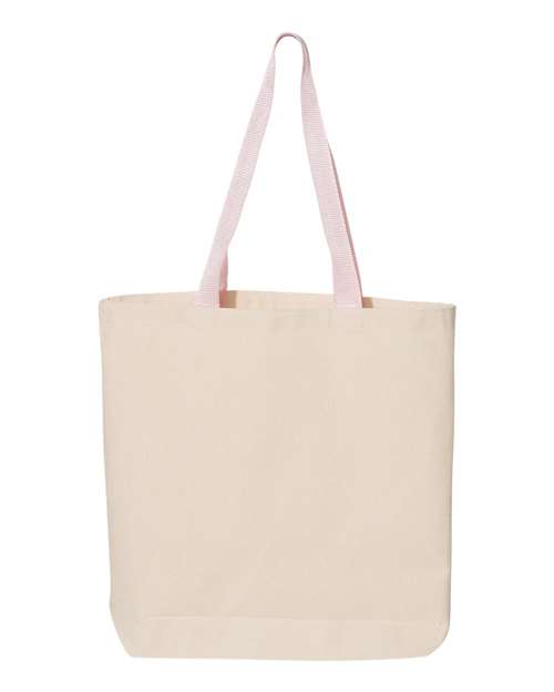 Q-Tees 11L Canvas Tote with Contrast-Color Handles Q-Tees