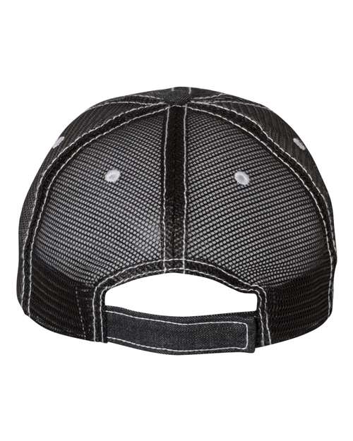 Mega Cap Herringbone Unstructured Contrast Stitch Trucker Cap Mega Cap