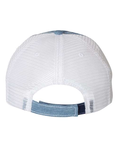 Mega Cap Herringbone Unstructured Contrast Stitch Trucker Cap Mega Cap