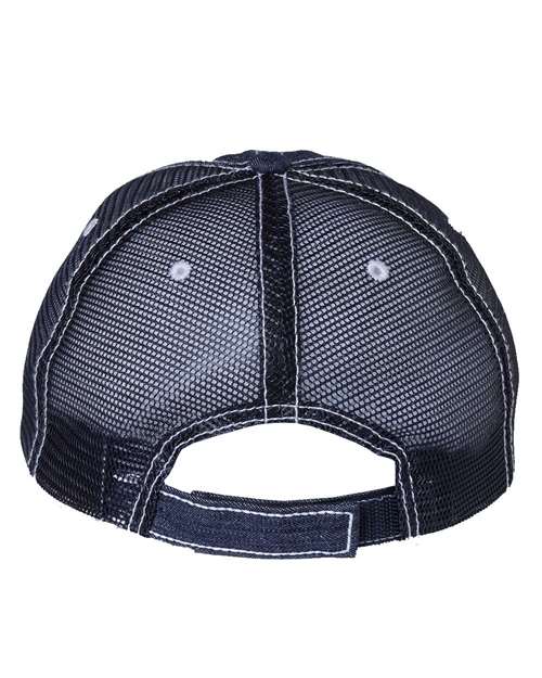 Mega Cap Herringbone Unstructured Contrast Stitch Trucker Cap Mega Cap