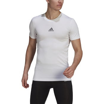 Adidas Men s Techfit Compression Short Sleeve Soccer Shirt S White