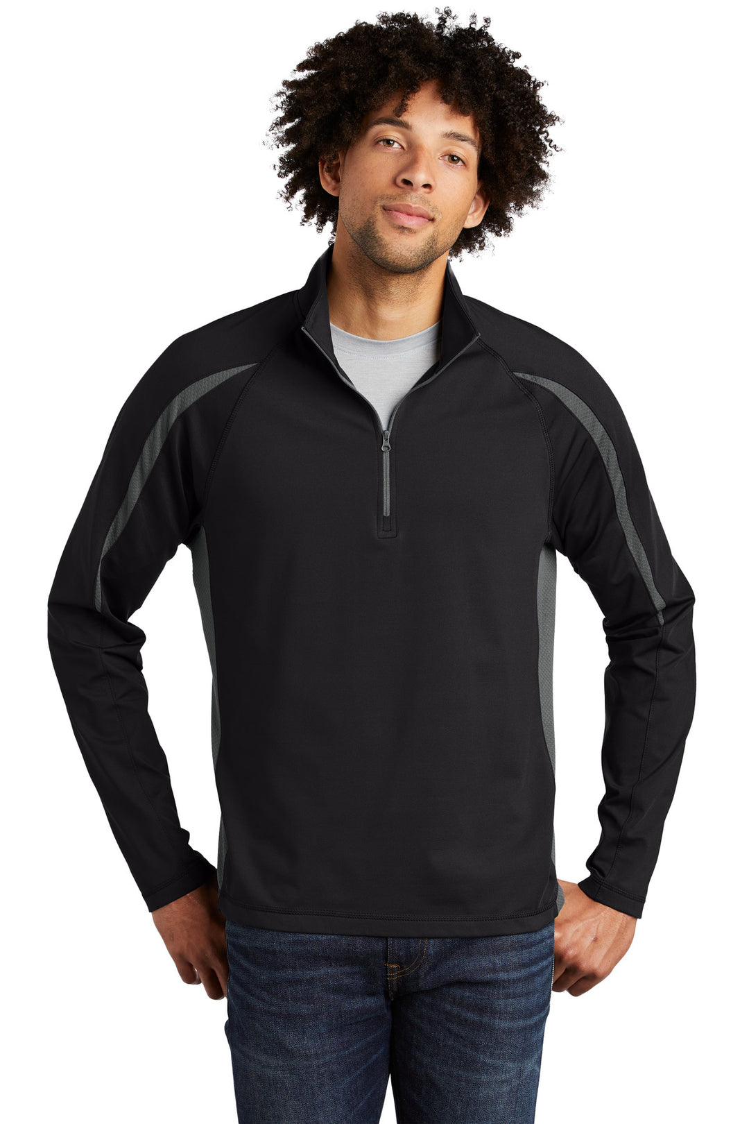 Sport-Tek Men's Sport-Wick Stretch 1/2-Zip Colorblock Pullover