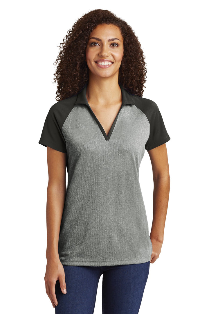 Sport-Tek Women's PosiCharge  RacerMesh Raglan Heather Block Polo