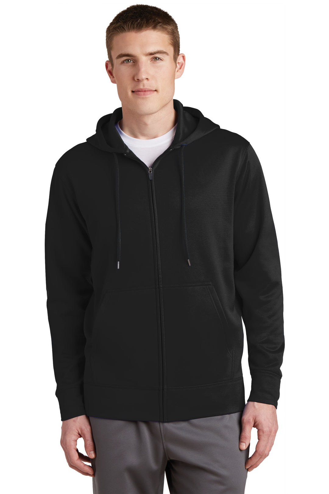 Sport-Tek Men's Sport-Wick Fleece Full-Zip Hooded Jacket