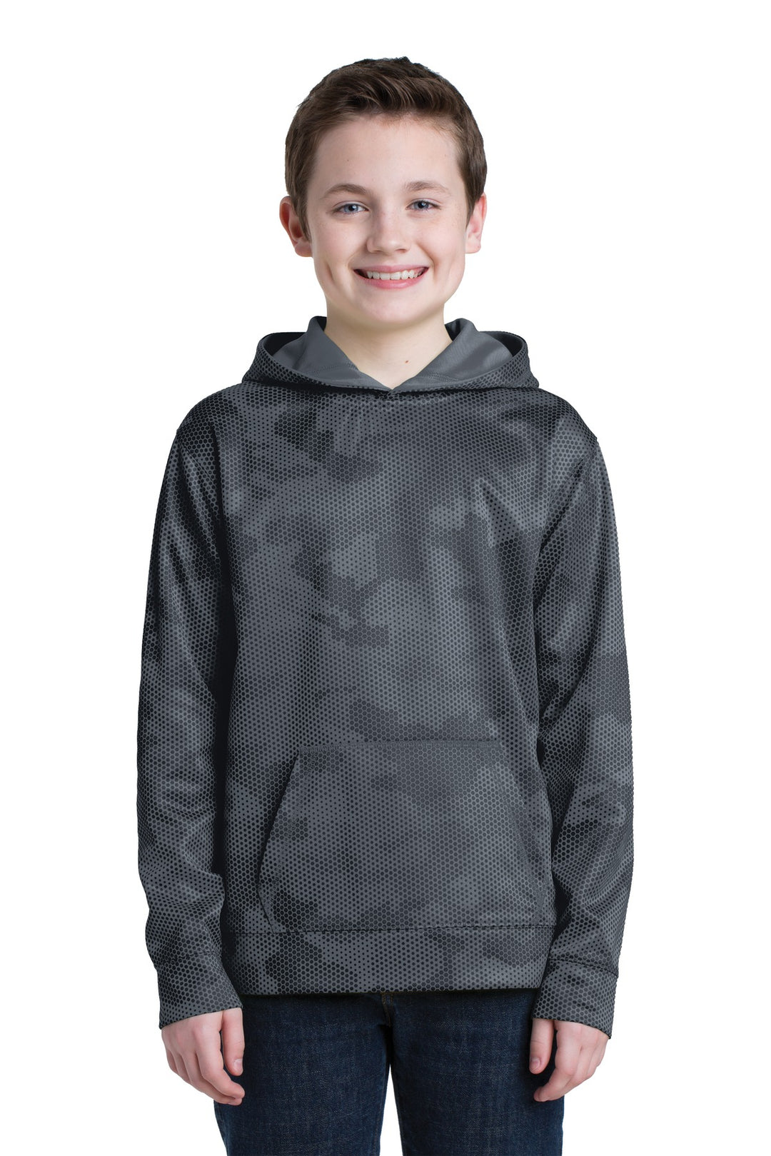 Sport-Tek Youth Sport-Wick CamoHex Fleece Hooded Pullover YST240