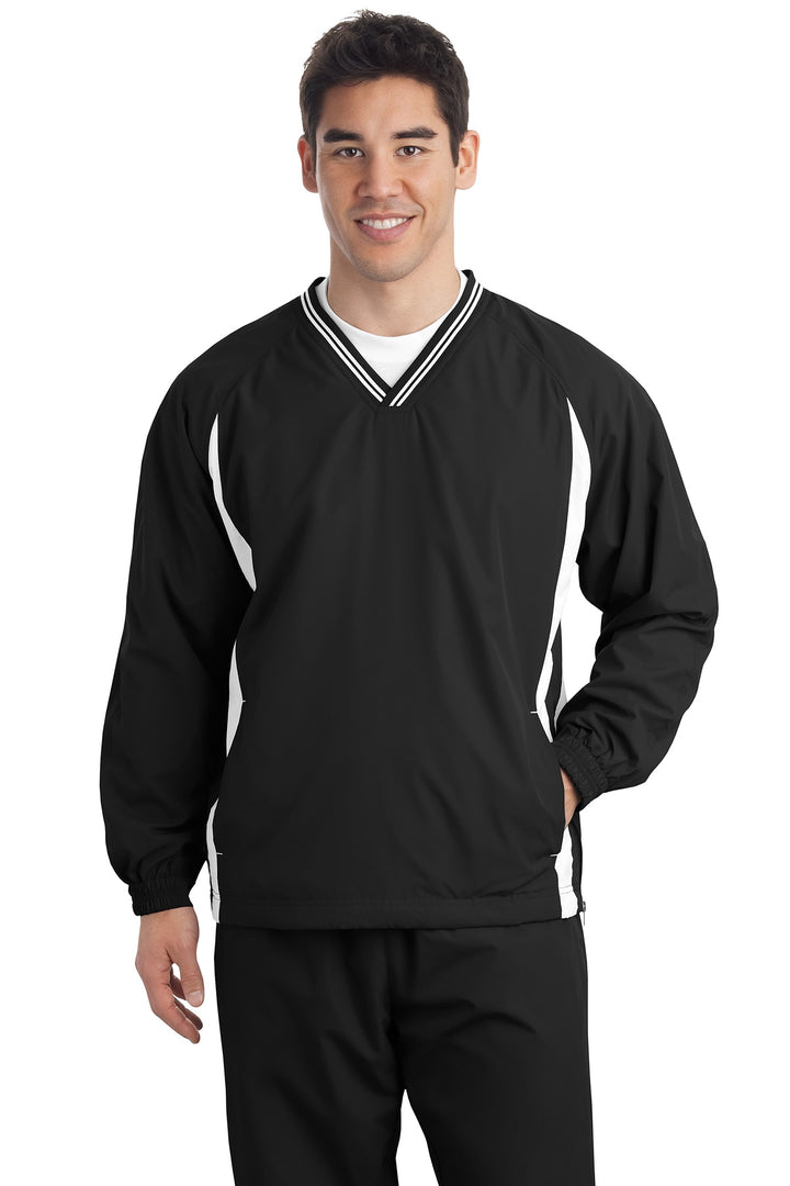 Sport-Tek Tall Tipped V-Neck Raglan Wind Shirt. TJST62