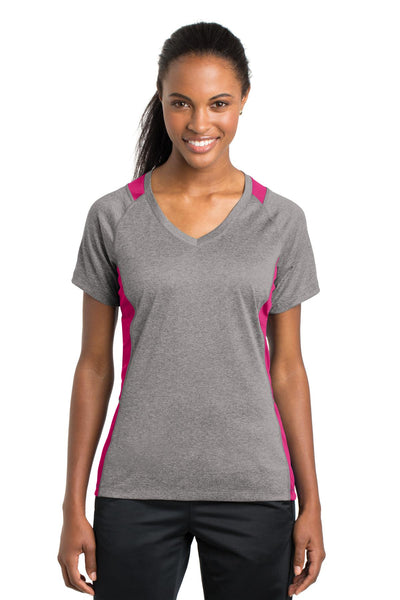 Sport-Tek Women's Heather Colorblock Contender V-Neck Tee LST361