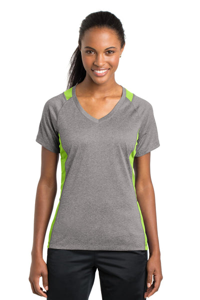 Sport-Tek Women's Heather Colorblock Contender V-Neck Tee LST361