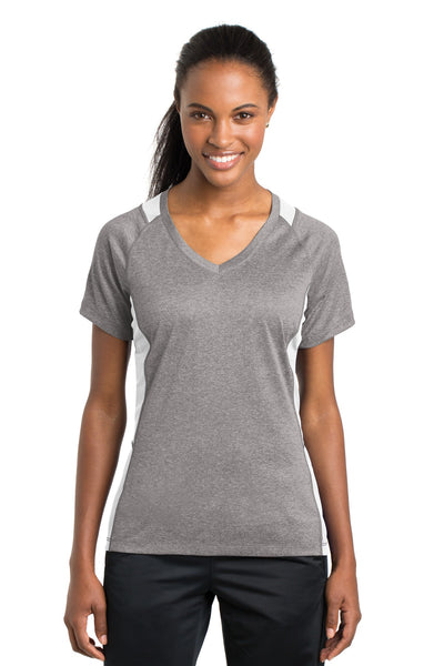 Sport-Tek Women's Heather Colorblock Contender V-Neck Tee LST361