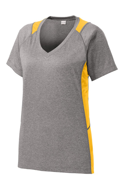 Sport-Tek Women's Heather Colorblock Contender V-Neck Tee LST361