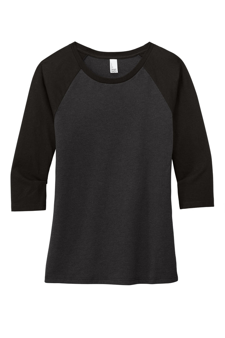 District Women's Perfect Tri 3/4-Sleeve Raglan. DM136L District