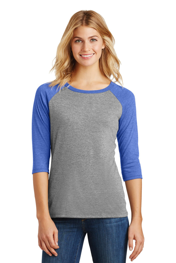 District Women's Perfect Tri 3/4-Sleeve Raglan. DM136L District