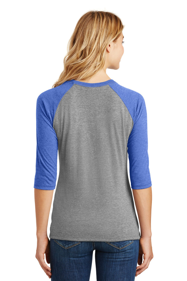 District Women's Perfect Tri 3/4-Sleeve Raglan. DM136L District