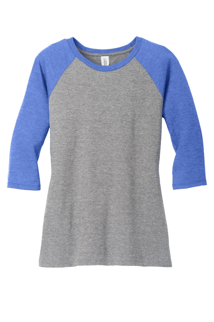 District Women's Perfect Tri 3/4-Sleeve Raglan. DM136L District