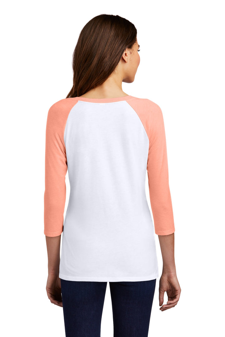 District Women's Perfect Tri 3/4-Sleeve Raglan. DM136L District