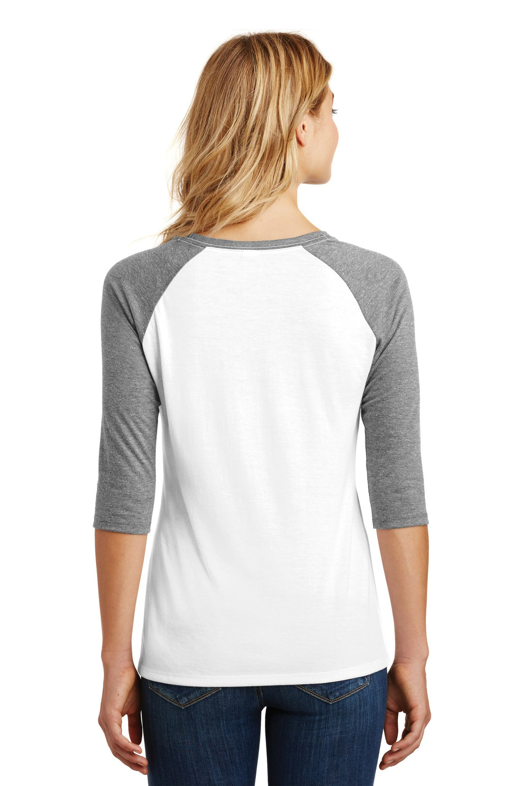 District Women's Perfect Tri 3/4-Sleeve Raglan. DM136L District