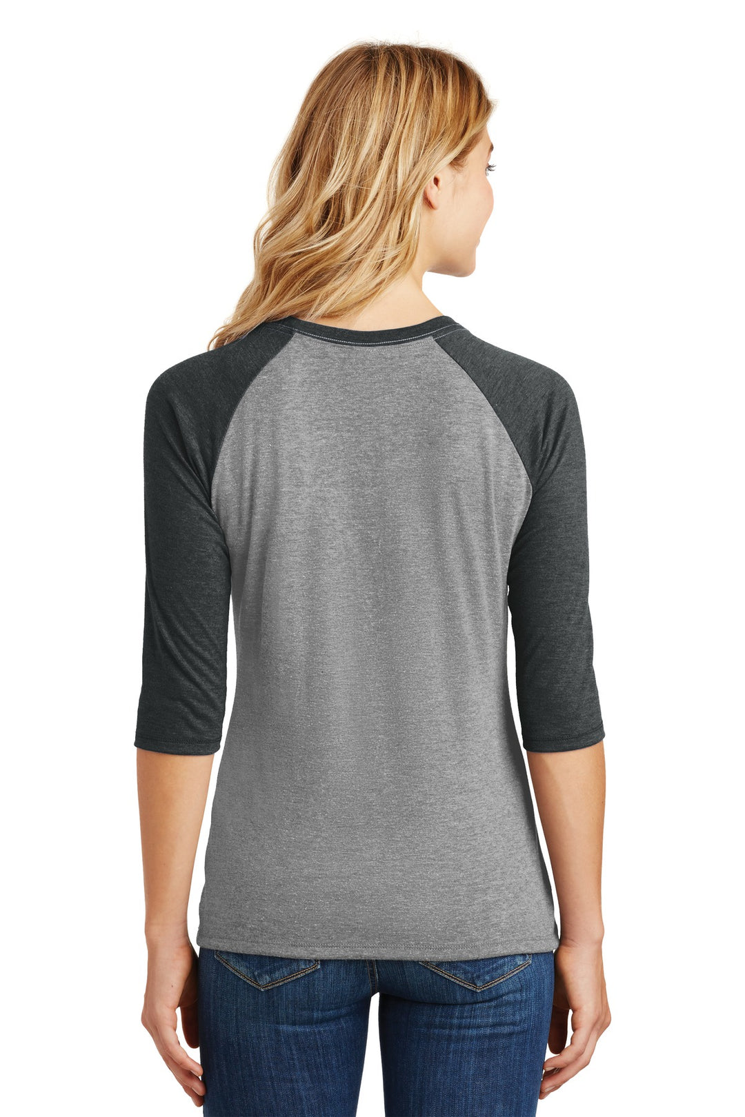 District Women's Perfect Tri 3/4-Sleeve Raglan. DM136L District