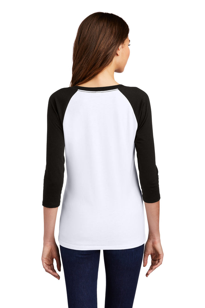 District Women's Perfect Tri 3/4-Sleeve Raglan. DM136L District