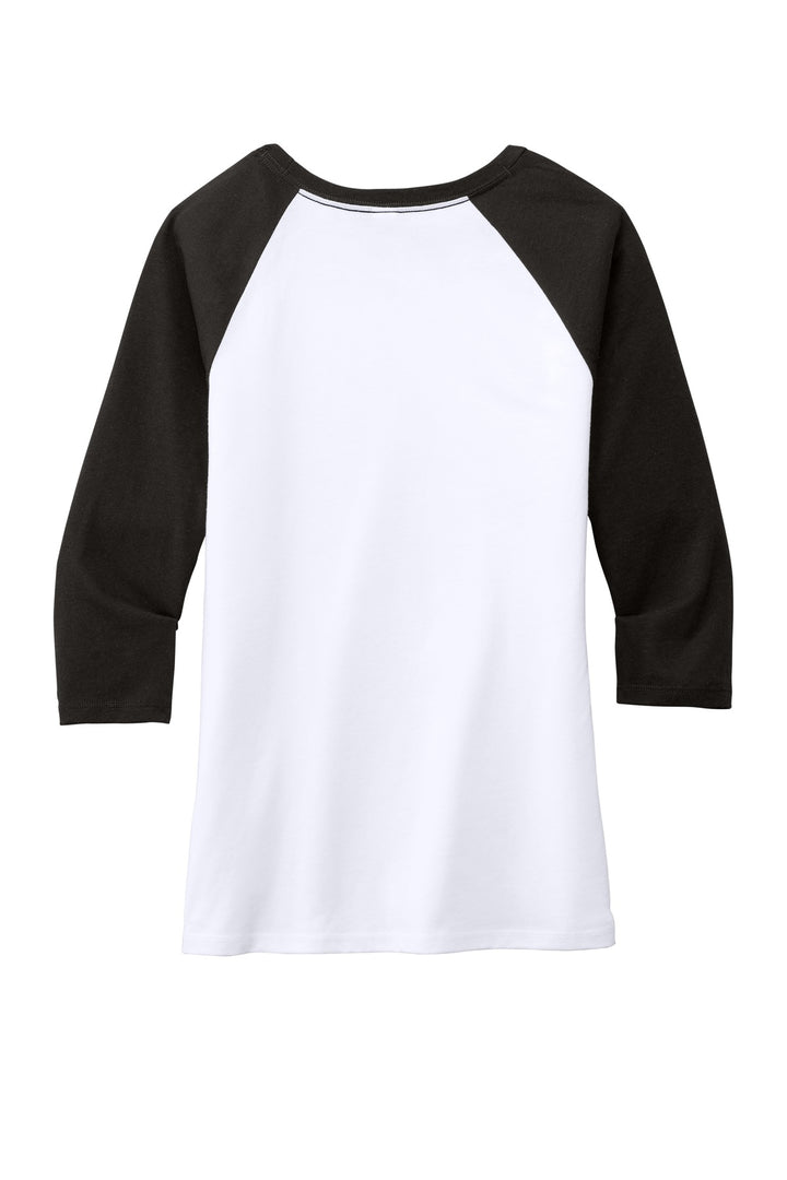 District Women's Perfect Tri 3/4-Sleeve Raglan. DM136L District