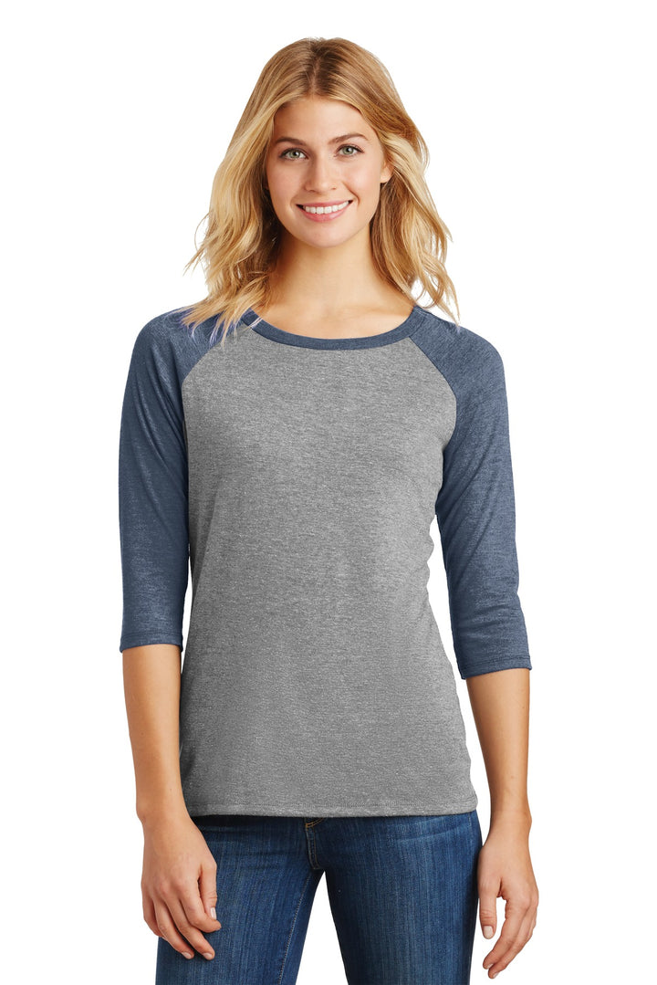 District Women's Perfect Tri 3/4-Sleeve Raglan. DM136L District