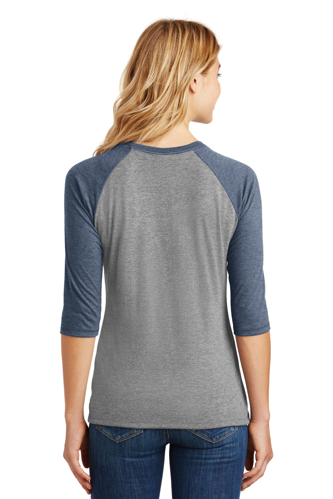 District Women's Perfect Tri 3/4-Sleeve Raglan. DM136L District