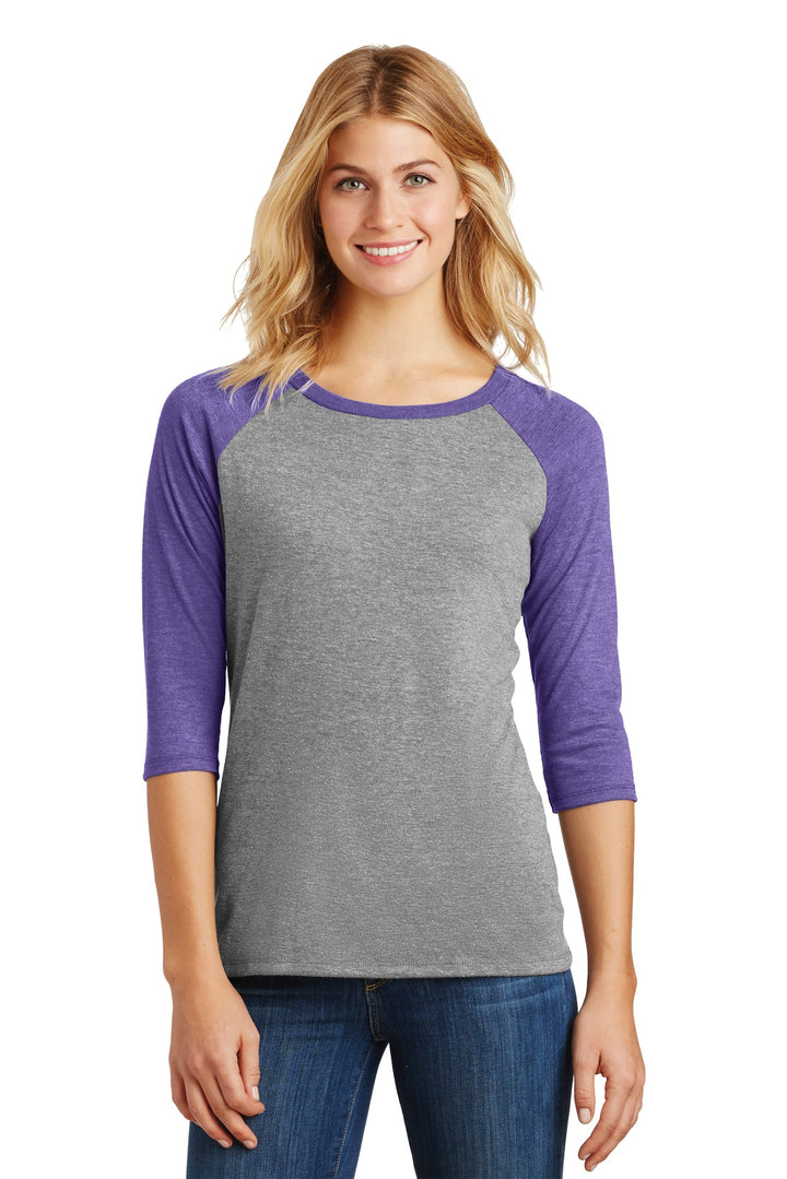 District Women's Perfect Tri 3/4-Sleeve Raglan. DM136L District