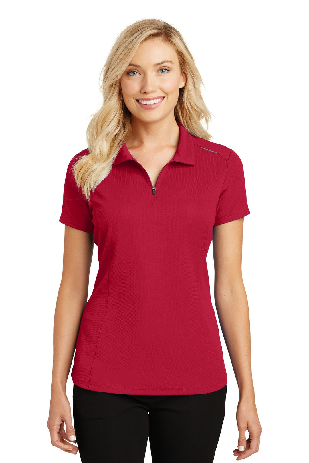 Port Authority Ladies Pinpoint Mesh Zip Polo. L580