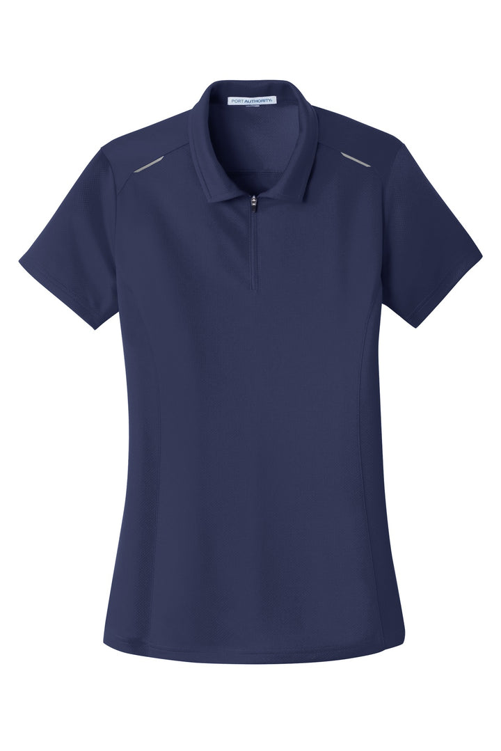 Port Authority Ladies Pinpoint Mesh Zip Polo. L580