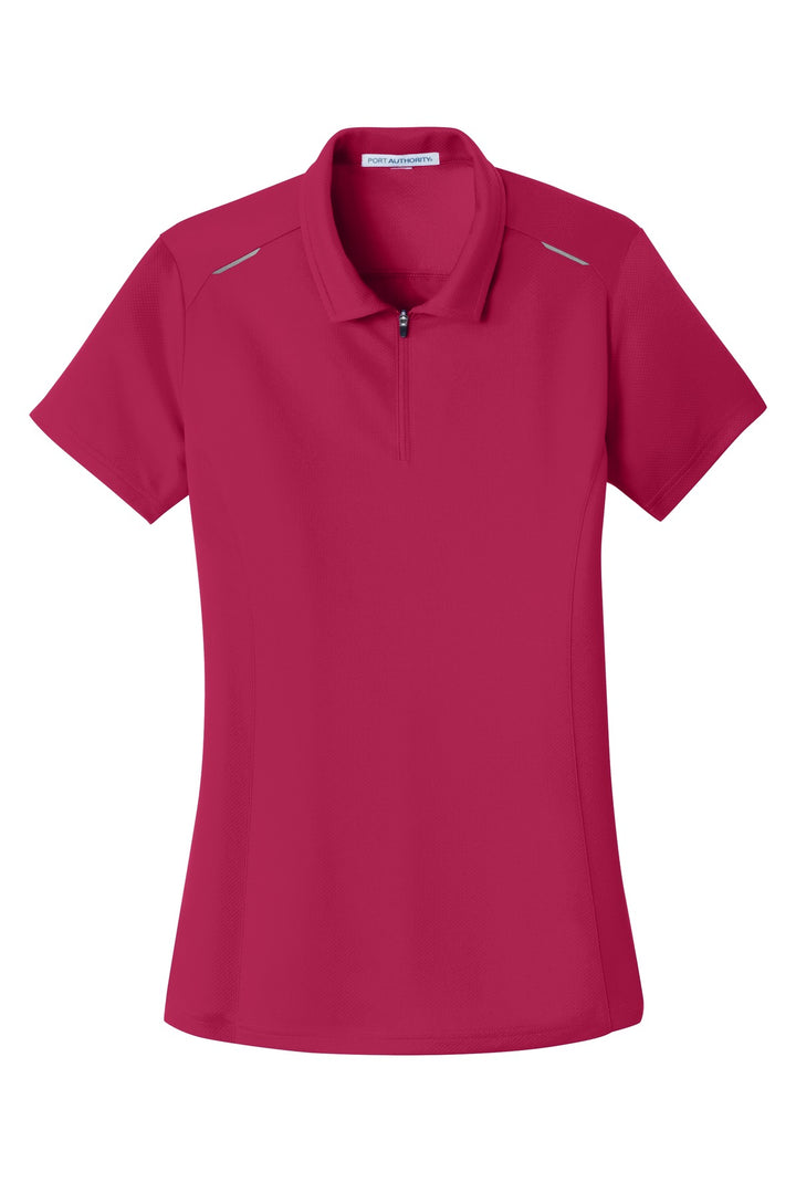 Port Authority Ladies Pinpoint Mesh Zip Polo. L580